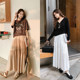 MEIYANG Black Forest Sunscreen Skirt UPF50+ Anti-mosquito pleated stitching casual cake long skirt