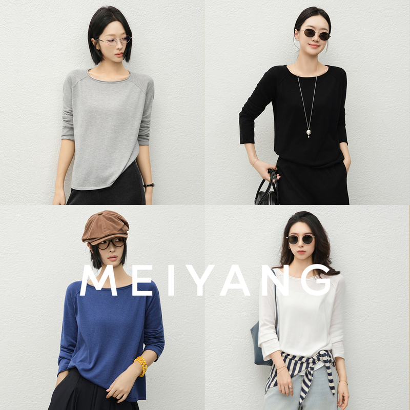 Meiyang Paper-Thin Knit Sweater, Wool Blend Large Round Neck Top【50】A1132 Friday Meiyang Paper-Thin Knit Sweater, Wool Blend Large Round Neck Top【50】A1132 Friday