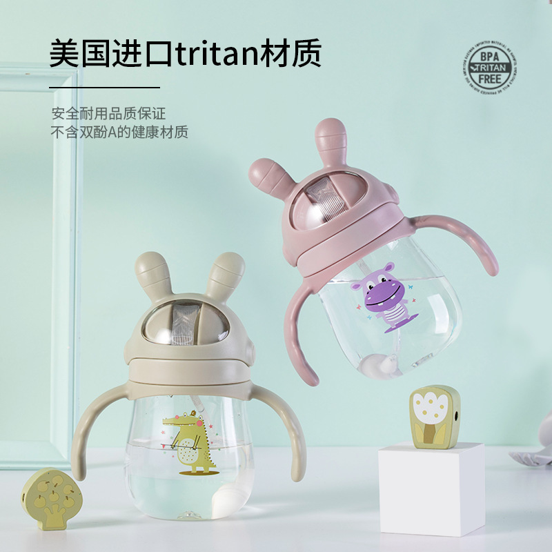 Baby water cup straw cup Home plastic school drinking cup Dual-purpose drinking bottle Children's kindergarten out to carry kettle