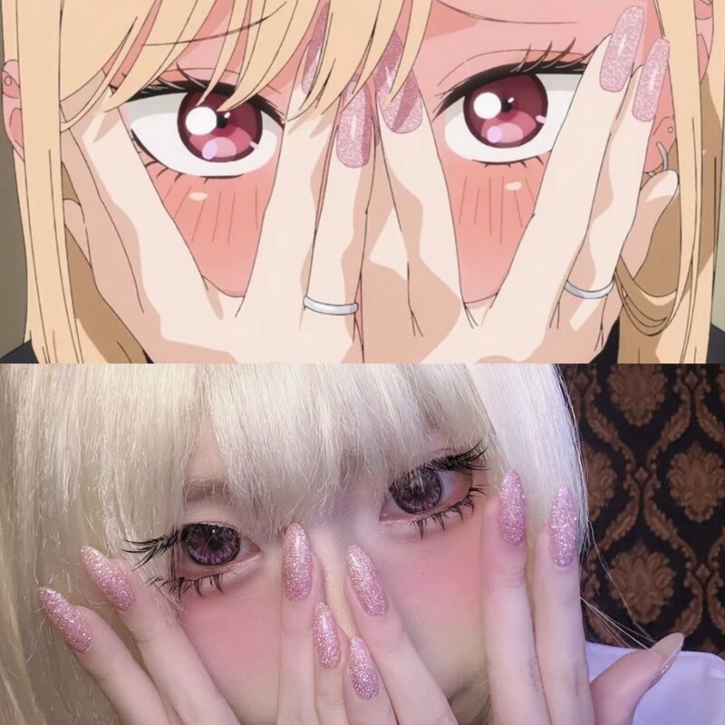 Kido Kawashima's Same Style Pink Sparkling Diamond Mid-Length Nails, High-End Whitening Effect, Simple Handmade Cosplay Nail Art Kido Kawashima's Same Style Pink Sparkling Diamond Mid-Length Nails, High-End Whitening Effect, Simple Handmade Cosplay Nail Art