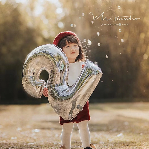 Серебряный большой цифровой воздушный шар, детское вечернее платье для взрослых, 32 дюймов, популярно в интернете