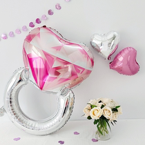 大号爱心形钻石戒指铝膜气球情人节求婚表白婚礼拍照道具七夕装饰