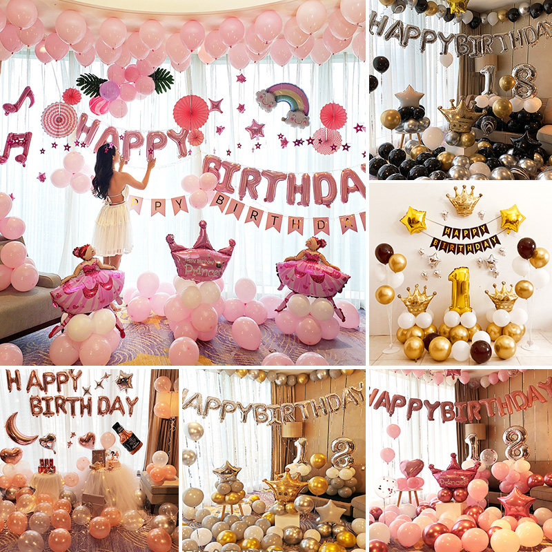 Birthday party decoration balloon proposal body scene set baby one year old boy girl adult background wall