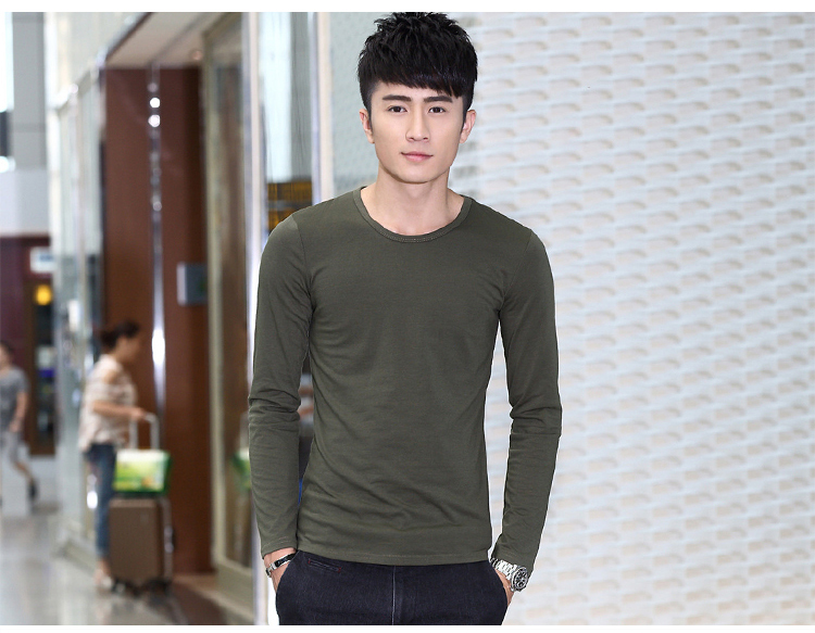 Quần áo cotton mùa thu, quần áo, áo thun dài tay, cổ áo sân vườn nam, phần mỏng, áo sơ mi chạm đáy, mặc đồ lót màu, áo sơ mi nam áo phông rộng nam