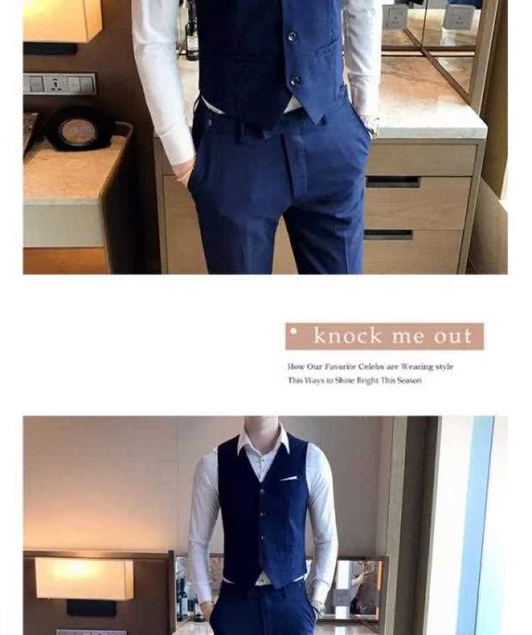 Quần áo nam đẹp nhất phù hợp với vest vest ba mảnh phiên bản Hàn Quốc của nhóm phù rể tự tu quần áo nam