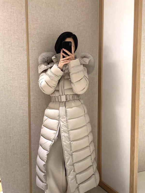 26 Years of Korean Innovation, New Long-Style Waist-Cinching down Jacket with Large Fox Fur Collar and Two Types of Belts, Original 26 Years of Korean Innovation, New Long-Style Waist-Cinching down Jacket with Large Fox Fur Collar and Two Types of Belts, Original