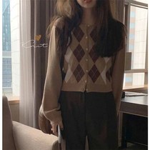 2021 winter and autumn new Korean vintage Hong Kong style loose wear lazy wind Moren series knitted cardigan sweater womens coat