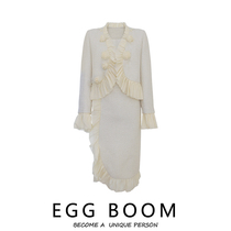 Temperament Small Fragrance Knitted Jacket Method Palace Court Wind Halfskirt Suit Woman 2022 New Autumn Spring