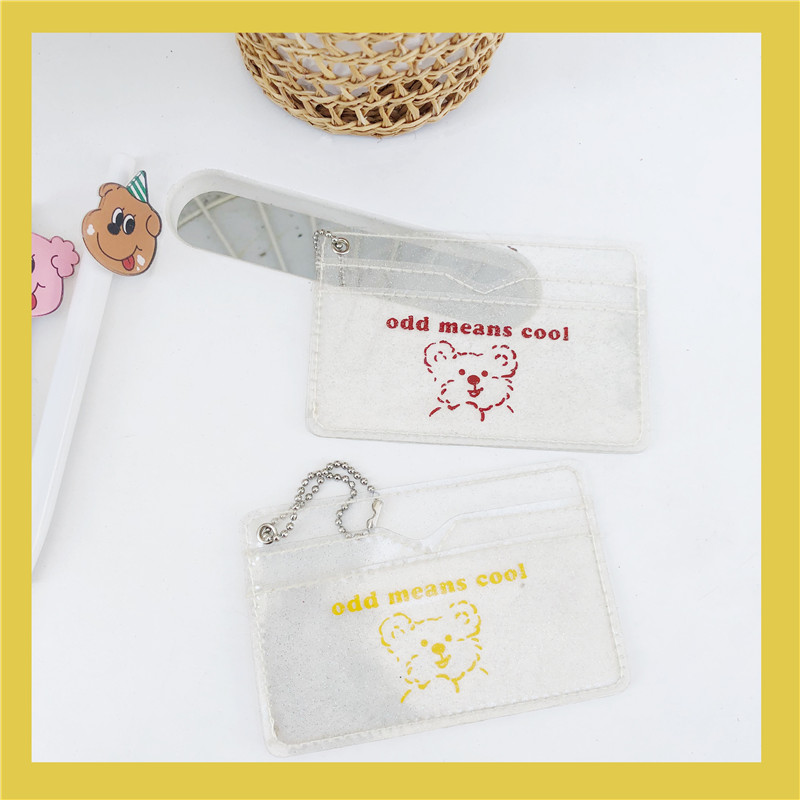 South Korea Ins Wind minimalist Transparent Cartoon Little Bear Girl Hearts Flash Pink Zero Wallet Portable Small Bag bag Kbag can hang
