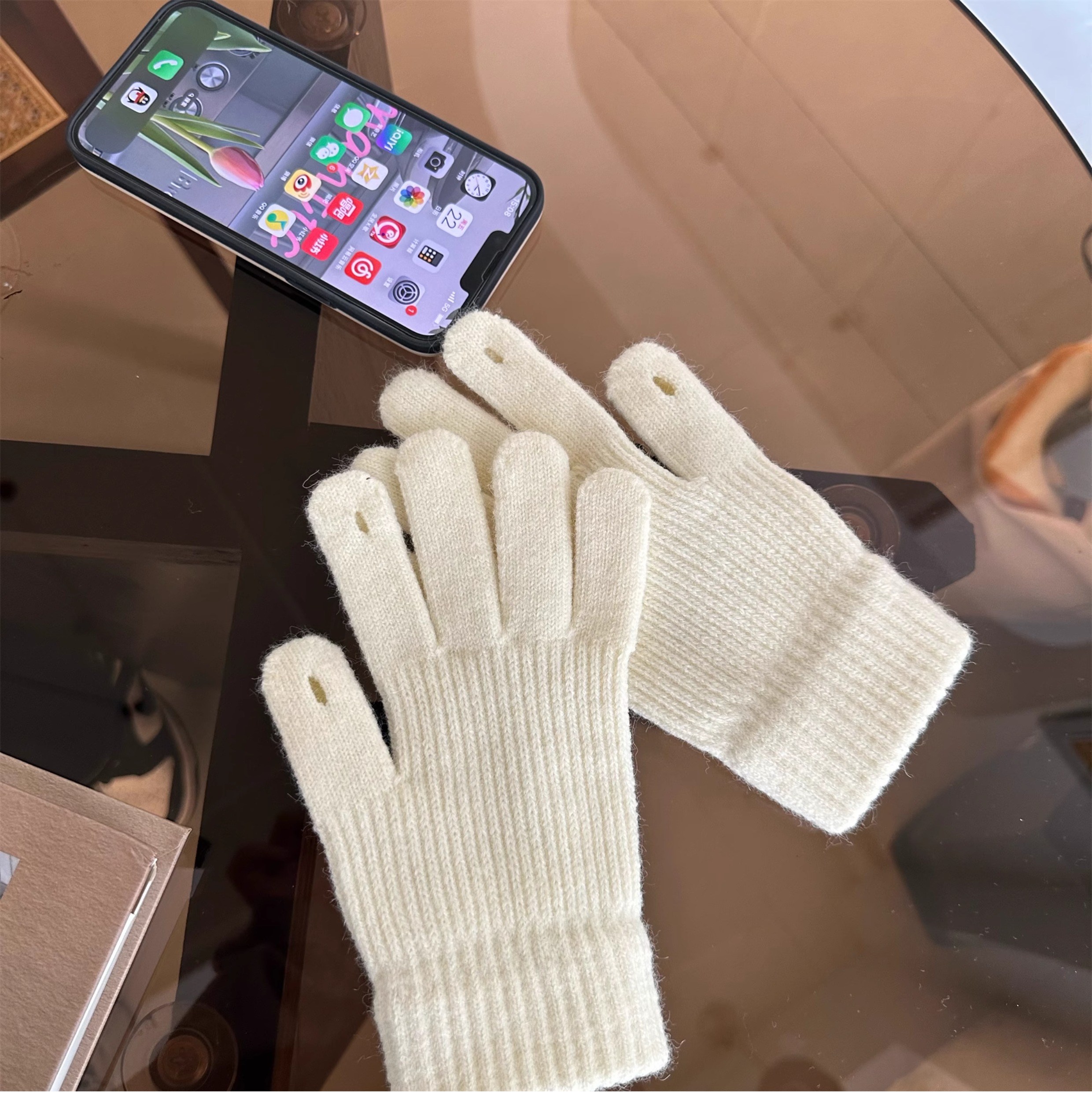 Gants à cinq doigts tricotés épais, mignons et amusants, haute beauté, pour Couples, automne et hiver_voghion.com