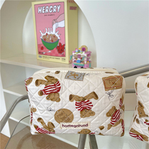 Korean wind ns wind cute bear large capacity cotton printing wash bag Cosmetic storage bag Portable cosmetic bag