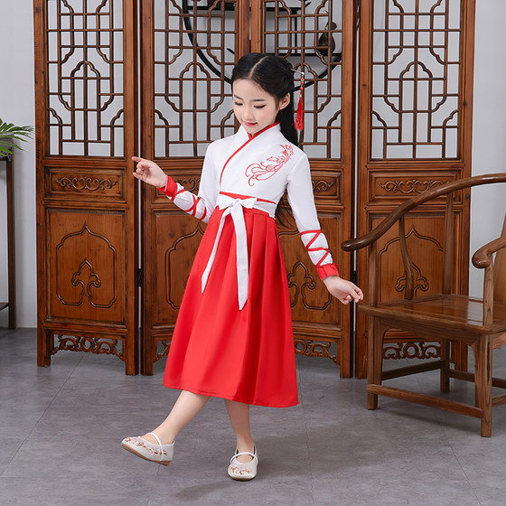 Children's Hanfu, girls' ancient costumes, boys' Hanfu, Chinese school uniforms, book children's three-character sutra performance costumes, disciples' performance costumes