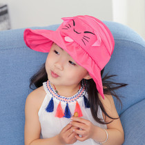 Korean childrens hat summer girl cartoon cat ears big eaves sweat-absorbing baby beach sunscreen sun visor empty top hat