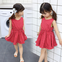 2019 girls summer childrens clothing love dress childrens summer sleeveless skirt middle and small children Korean princess skirt