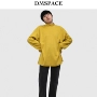 DMSPACE # vàng retro lười nửa cổ cao chạm đáy áo sơ mi dài tay oversized lỏng bf áo len nam và nữ áo hoodie dày