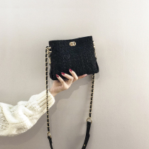 Lamode high leather high-grade sense small bag women 2020 Autumn Winter foreign atmosphere Joker chain crossbody bucket wool bag