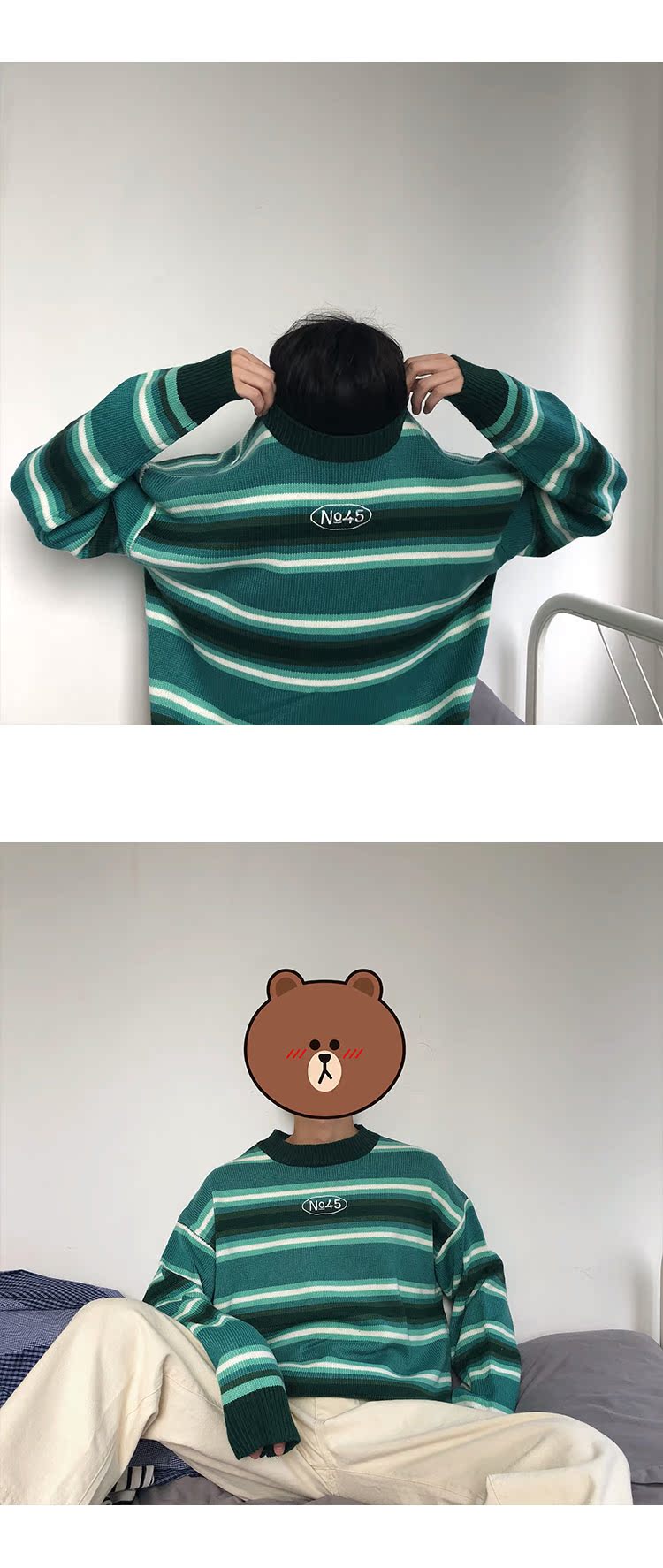 Áo len nam sọc rộng kiểu Hong Kong CHIC retro phiên bản Hàn Quốc của cặp đôi mặc áo len gió siêu tốc INS áo đôi nam nữ