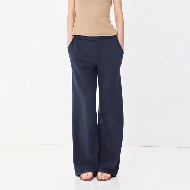 Ra Everyday "Walking Pants" Wool Blend Straight-Leg Casual Trousers Dark Gray/Smog Blue Ra Everyday "Walking Pants" Wool Blend Straight-Leg Casual Trousers Dark Gray/Smog Blue
