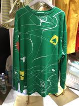 Leakage abstract graffiti Hong Kong wind loose large version of bright color long sleeve T-shirt womens coat 9102 do not return do not change