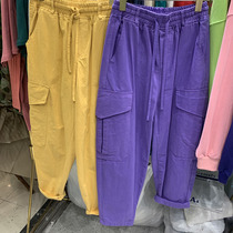 Pickup T BEAR elastic waist big pocket harbor style overalls pants casual pants sports pants 20998 do not return do not change