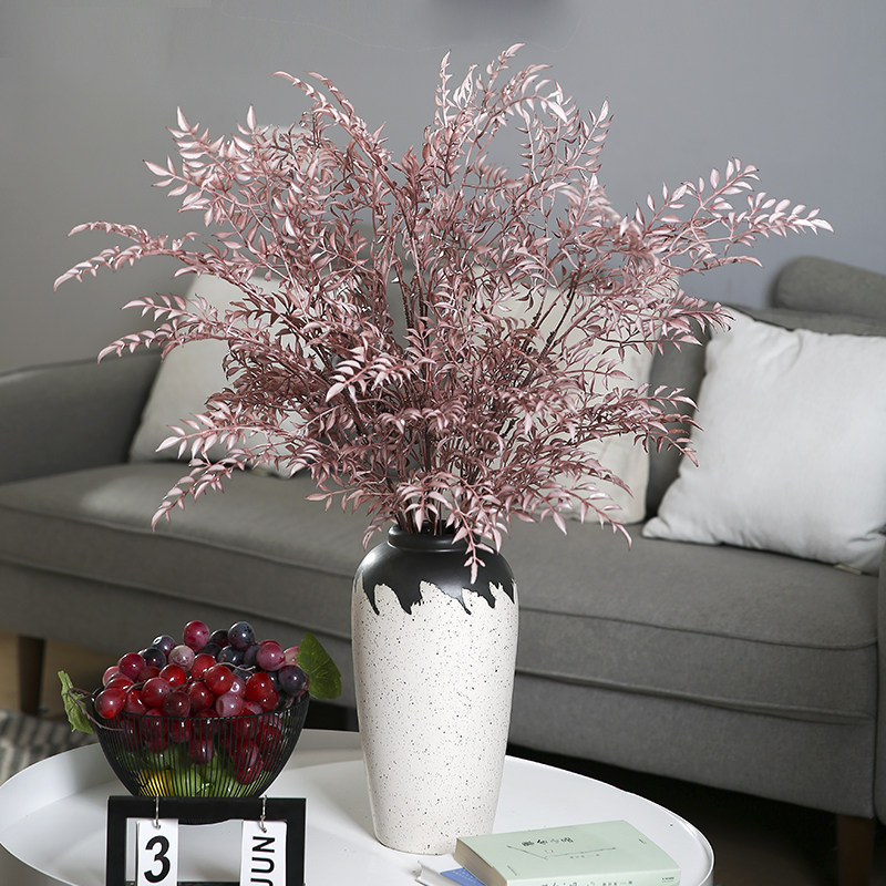 Green plant furniture Simulation leaves Fog Rie plastic window decorated ceramic vase wedding plant scenery placed flowers