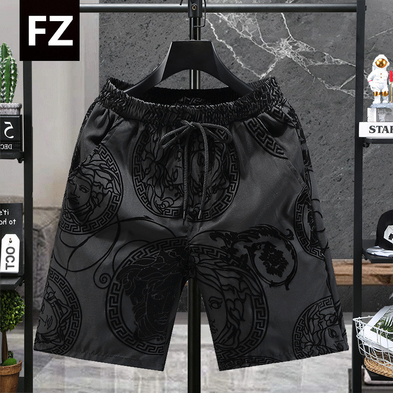 Summer Quick-Dry Thin Velvet Shorts for Men, Casual Five-Point Shorts, Trendy Brand Casual Loose Shorts, Beach Shorts, Mid-Length Shorts