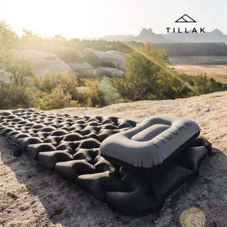 Tillak outdoor portable folding ultra-light single inflatable bed moisture-proof floor mat camping inflatable pillow