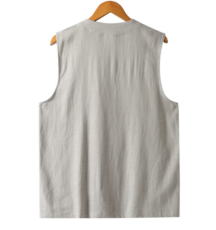 Mùa hè cotton và vải lanh tay áo vest Trung Quốc phong cách lanh nam lanh áo vest lỏng Ma Rong vest Bắc Kinh cũ - Áo vest cotton bộ vest nam cho người trung tuổi