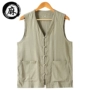 Mùa hè cotton và vải lanh tay áo vest Trung Quốc phong cách lanh nam lanh áo vest lỏng Ma Rong vest Bắc Kinh cũ - Áo vest cotton bộ vest nam cho người trung tuổi