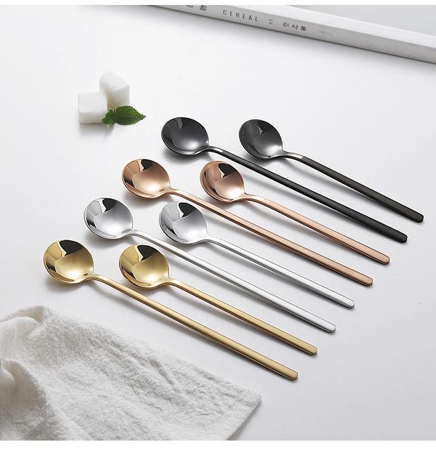 Lưới cà phê đỏ thìa thép không gỉ nhỏ cá tính dài tay cầm sữa sáng tạo nhà vàng mật ong thìa thìa Bắc Âu - Cà phê tách uống cà phê