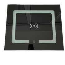 Customized smart charging bedside table tempered glass touch switch panel black white silk screen furniture countertop