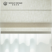 There is a linen Roman blind for the living room sun room study bedroom anti-privacy sunshade lift curtain roll folding curtain