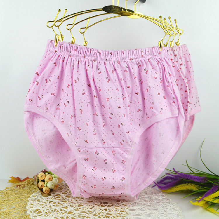 Middle Aged Pure Cotton Lady Underwear Mom Full Cotton Triangle Pants High Waist Large Size Loose Shorts Old Man Pants Head