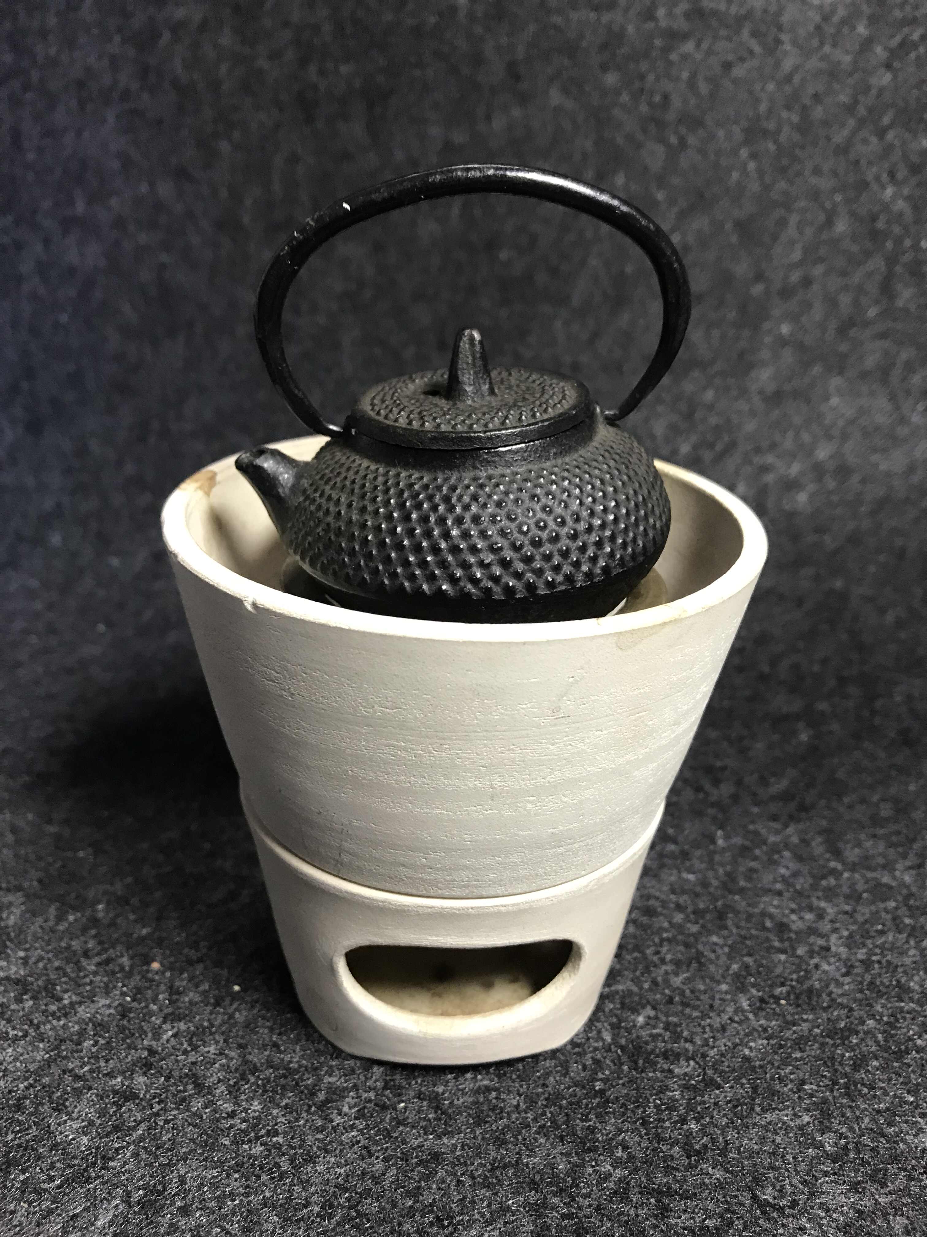 年代物 龍山造 白泥涼炉 涼炉台付 煎茶道具