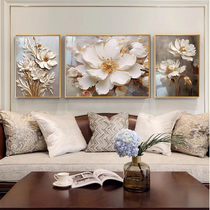 American Oil Painting Living Room Hanging Painting Light Lavish Style Sofa Background Wall Decoration Painting Upscale Atmosphere Flowers Triptych