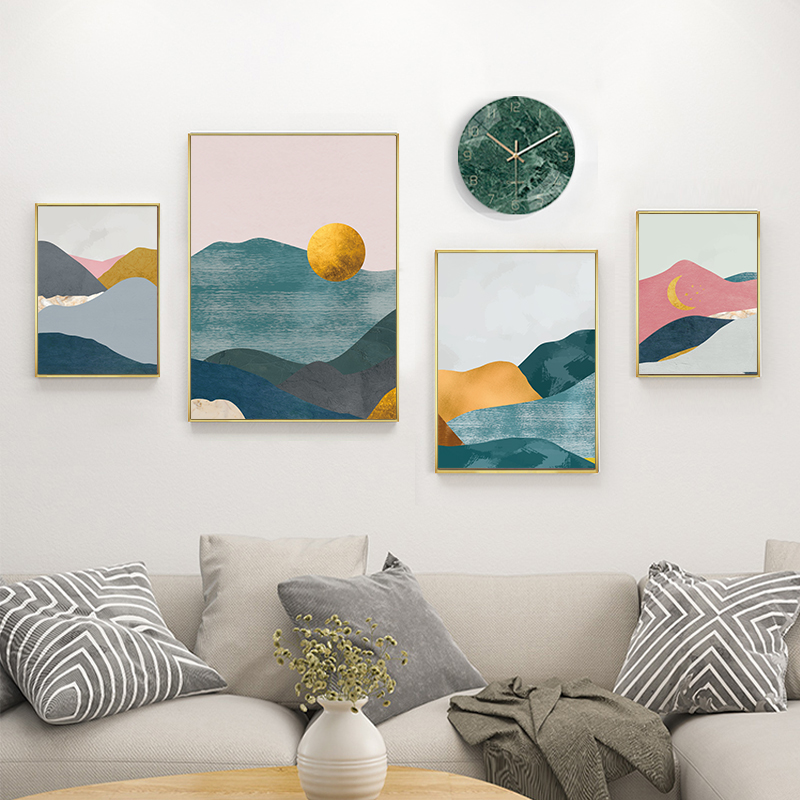 Living Room Decoration Painting Nordic Style Modern Minimalist Atmosphere Sofa Background Wall Art Composition Small Frescoed Hanging Painting