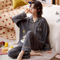 Pajamas womens spring and autumn cotton long-sleeved loose Korean version of casual fashion can be worn outside the student home clothes spring suit