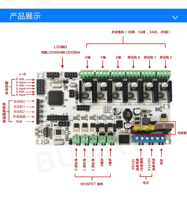 Máy in 3D bo mạch chủ rumba Plus hỗ trợ 3 đầu in phụ kiện máy in 3D - Phụ kiện máy in Gạt máy in Canon 2900