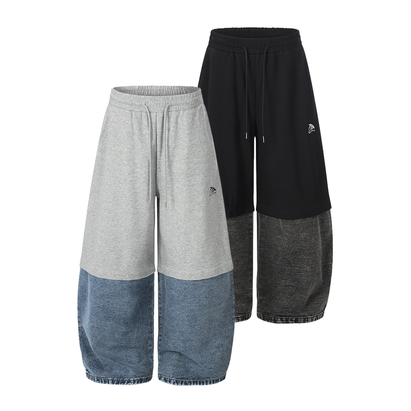 Joinboy 26Ss Detachable Cropped Shorts American-Style Color-Blocked Denim Patchwork Design Sports Scimitar Sweatpants