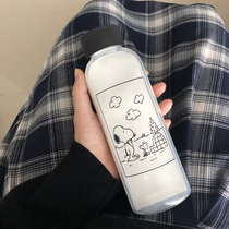 Boring Bazaar Korean ins Simple Portable Glass Cartoon Girl Heart Cute Fresh Student Water Cup