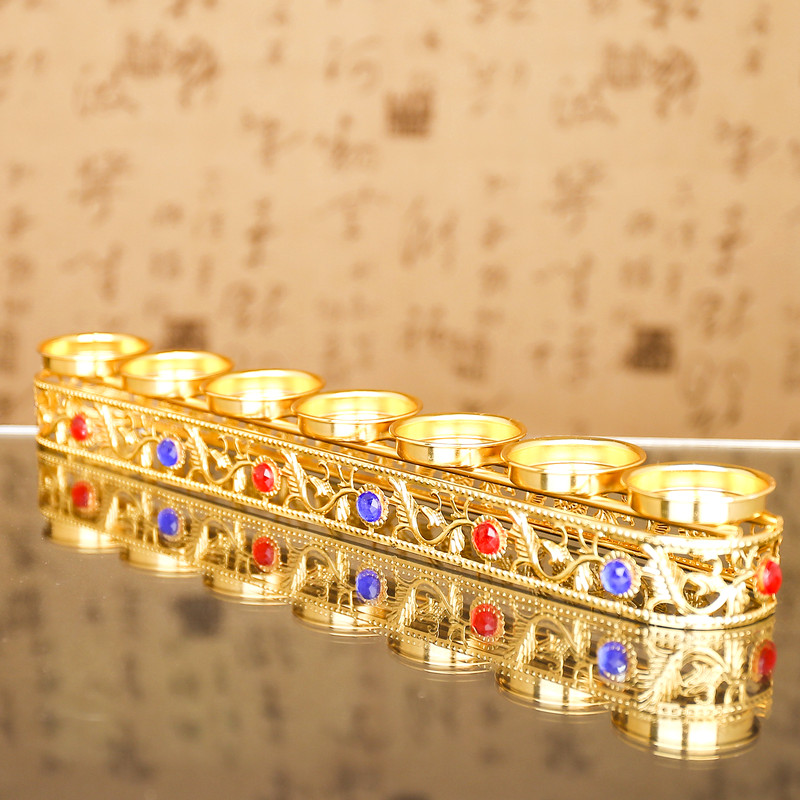 Ghee lamp holder for Buddha lamp seven star lotus lamp candle lamp holder household candlestick Buddha hall offering ornaments