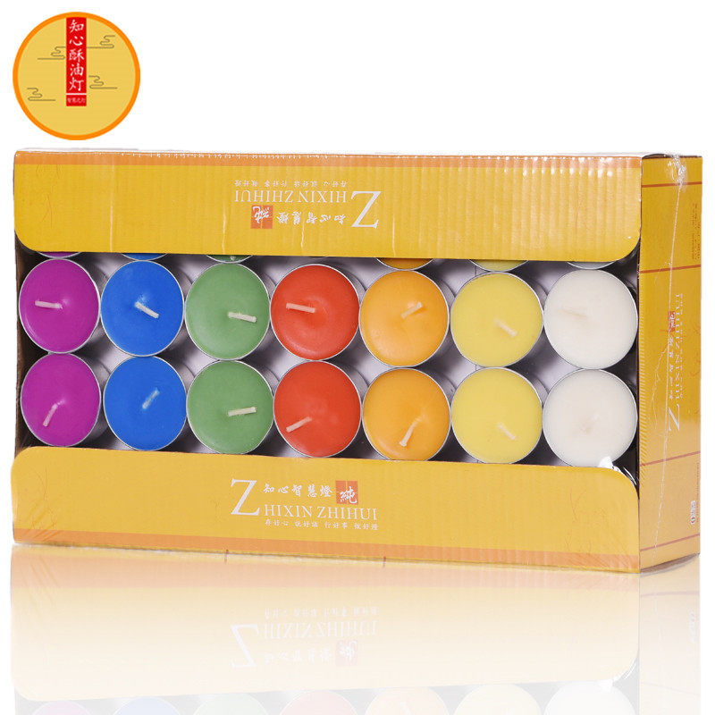 Wide Edge Seven Colorful 4 8 hours 112 Crisp Oil Lamp for Buddhist Lights Home Smoke-free Lotus candle Buddha front long Ming for light