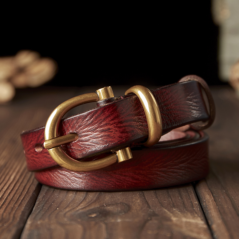 Handmade Genuine Leather Women's Belt with Pin Buckle, Versatile and Fashionable, ins Style, Casual Retro Jeans Smooth Thin Belt for Women Handmade Genuine Leather Women's Belt with Pin Buckle, Versatile and Fashionable, ins Style, Casual Retro Jeans Smooth Thin Belt for Women