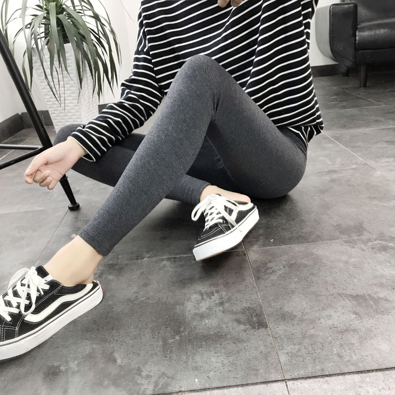 Phần cơ bản cotton dày quần legging mỏng Phụ nữ mặc quần cạp cao bó sát không thể mua được quần bóng đen nguyên chất - Khởi động cắt thời trang nữ trung niên