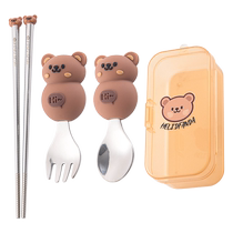 Childrens special cute fork and spoon set household 304 stainless steel spoon chopsticks cartoon childrens eating spoon 2018