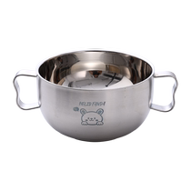 304 stainless steel childrens bowl double-layer thickened double-eared soup bowl with handle for eating baby bowl anti-fall and anti-scalding 3842