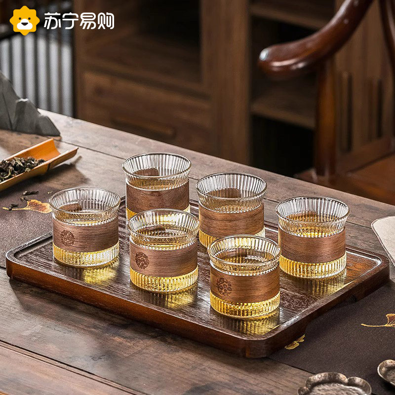 Small tea cup Kung cup Kung fu tea with anti-burn and heat resistant glass tasting cup drinking tea vertical grain master cup for home 947g-Taobao