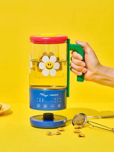 Glasslock&Wiggle Co-Branded Ip Model Office Mini Health Pot for Brewing Tea and Boiling Water, Health Cup 3906