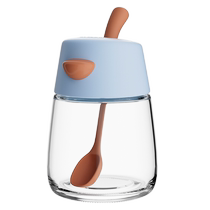 2303 seasoning box jar kitchen household glass moisture-proof sealed salt seasoning storage bottle spoon lid integrated set