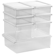 Food-grade refrigerator special fruit and vegetable storage plastic box rectangular lidded storage sealed box 2407